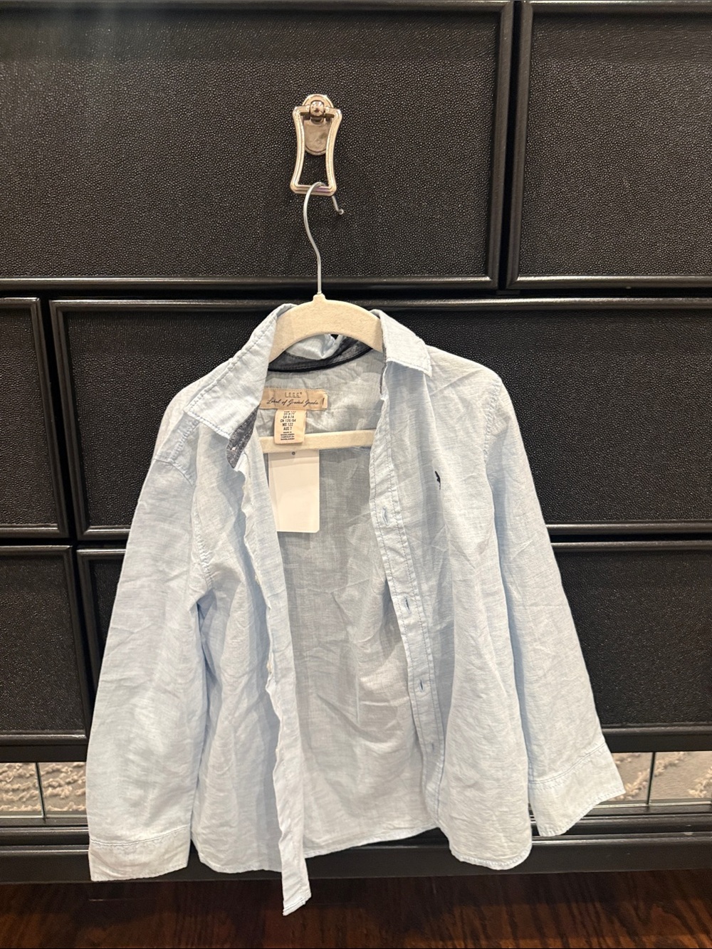 H&M Light Blue linen like Button-Down Shirt - Kids